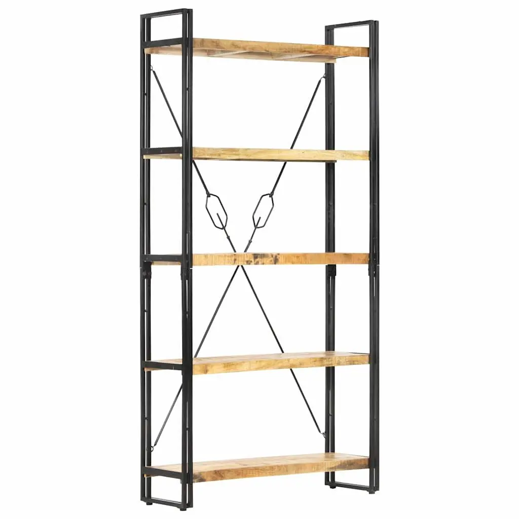 5-Tier Bookcase Solid Mango Wood 90x30x180 cm Shelving Unit Storage Display