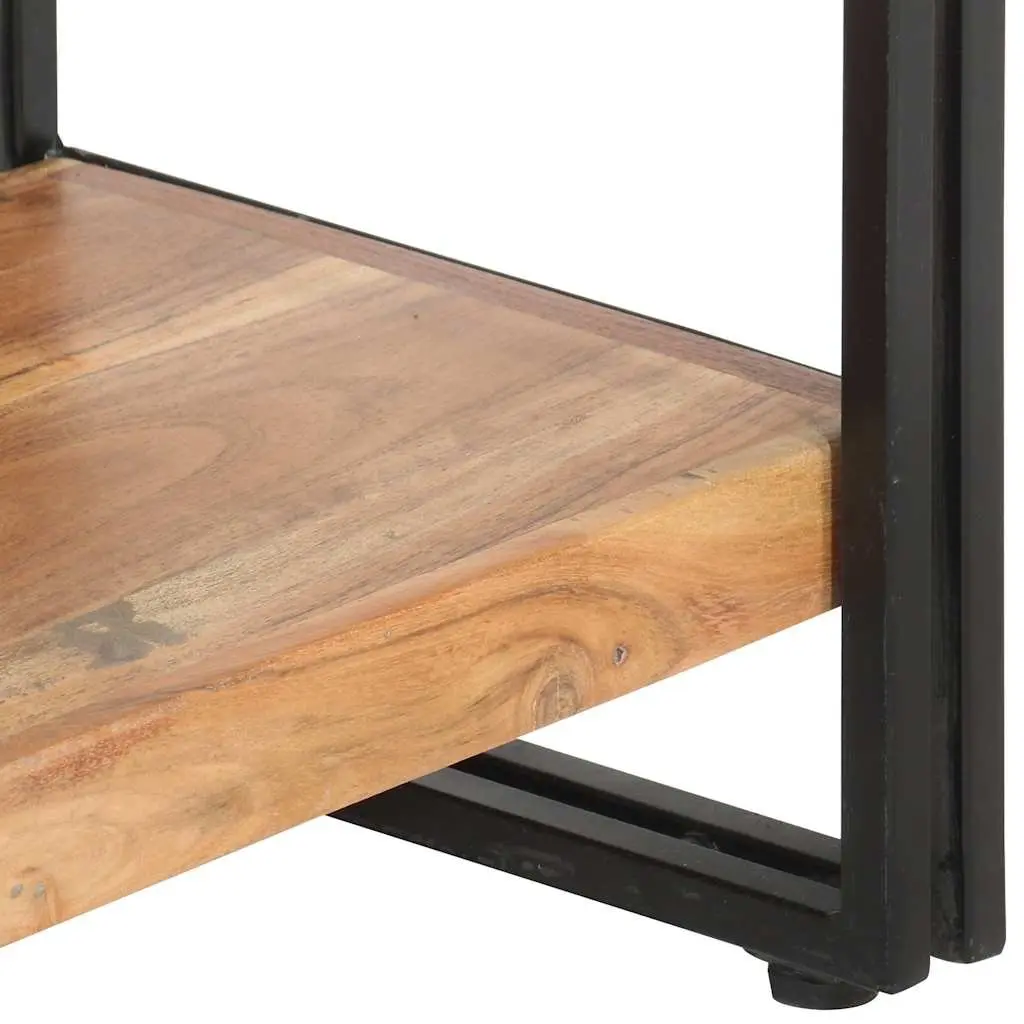 5-Tier Bookcase 140x30x180cm Solid Acacia Wood Industrial Steel Frame Storage