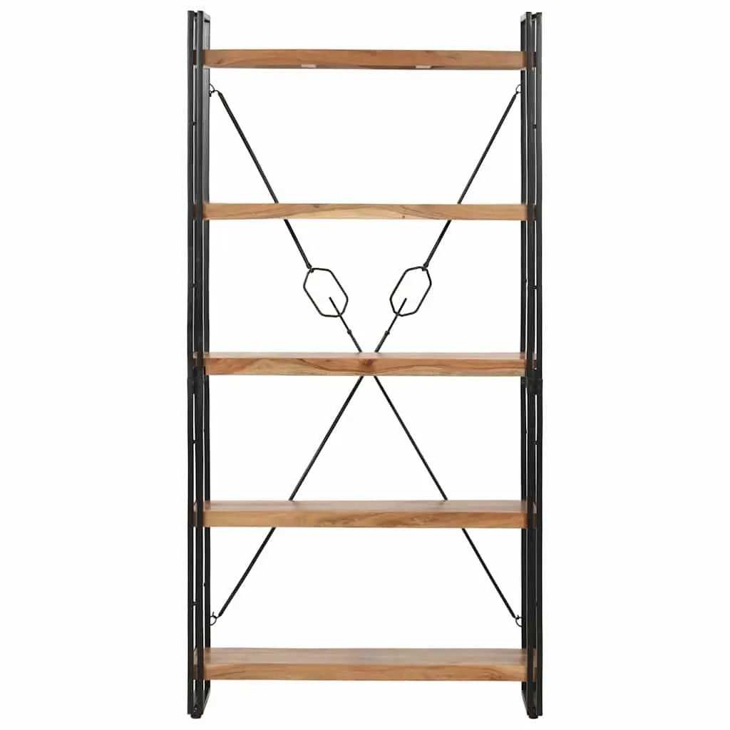 5-Tier Wooden Bookcase 90x30x180cm Industrial Standing Shelf Storage Display