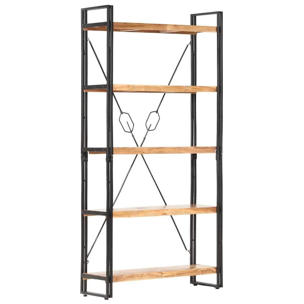 5-Tier Wooden Bookcase 90x30x180cm Industrial Standing Shelf Storage Display