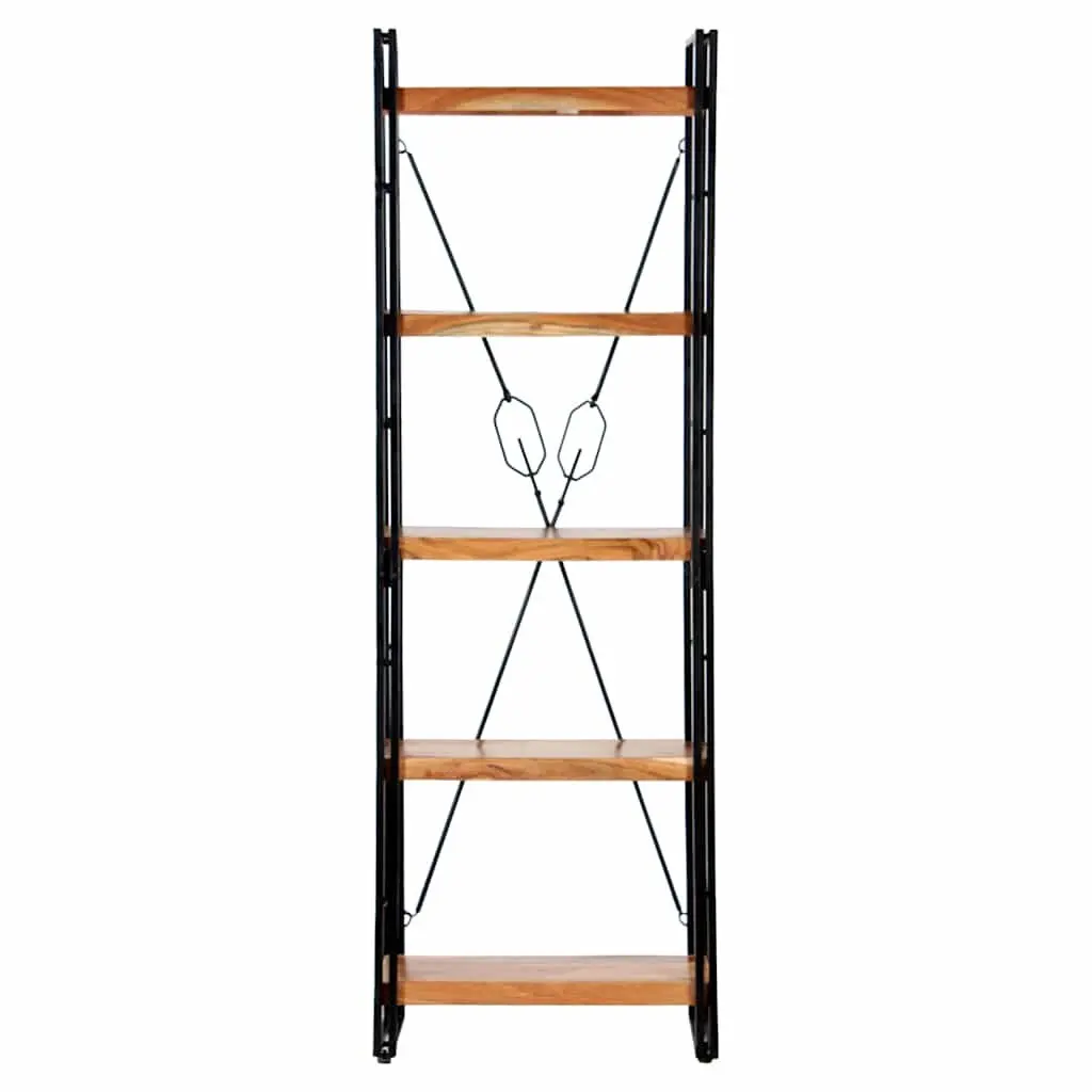 5-Tier Bookcase 60x30x180 cm Solid Acacia Wood Industrial Shelving Unit Storage