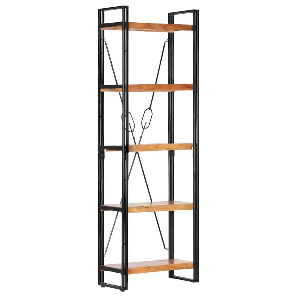 5-Tier Bookcase 60x30x180 cm Solid Acacia Wood Industrial Shelving Unit Storage