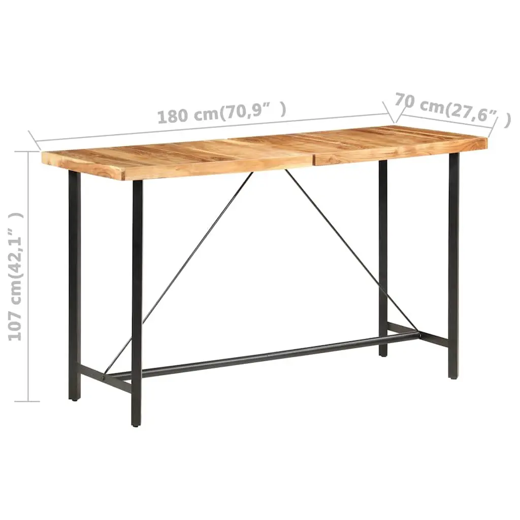 Bar Table Industrial Style Solid Acacia Wood 180x70x107 cm