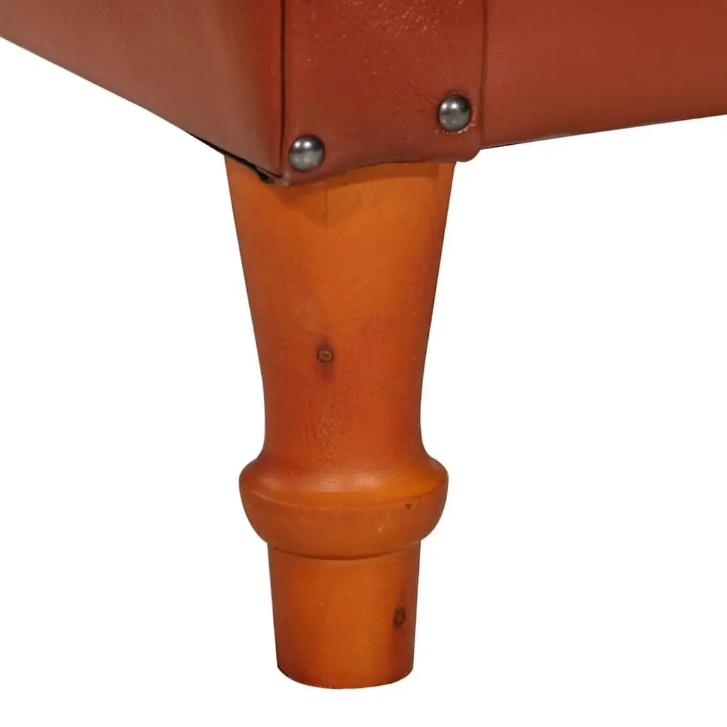 Tub Chair Brown Goat Leather Armchair Living Room Lounge Seat Padded Comfort