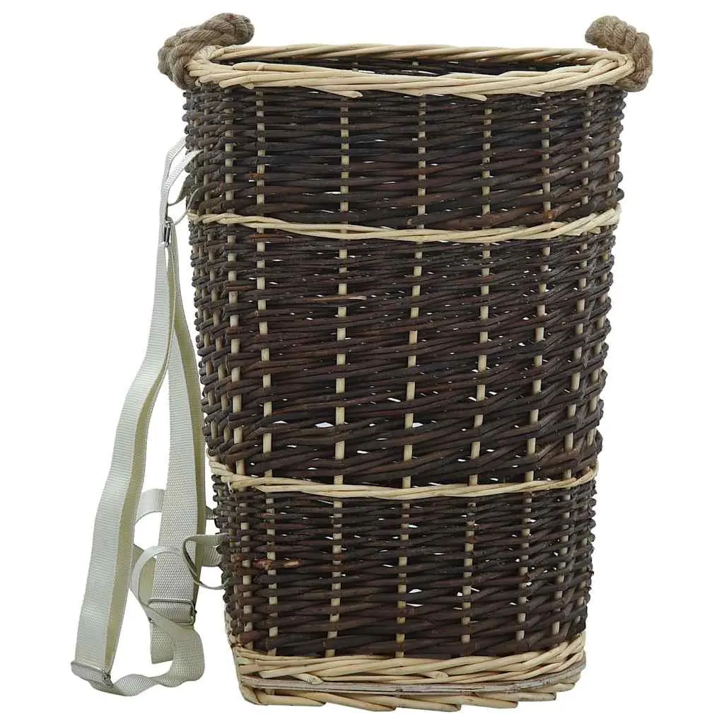 Firewood Backpack Carrier Natural Willow Log Storage 44.5 x 37 x 50 cm