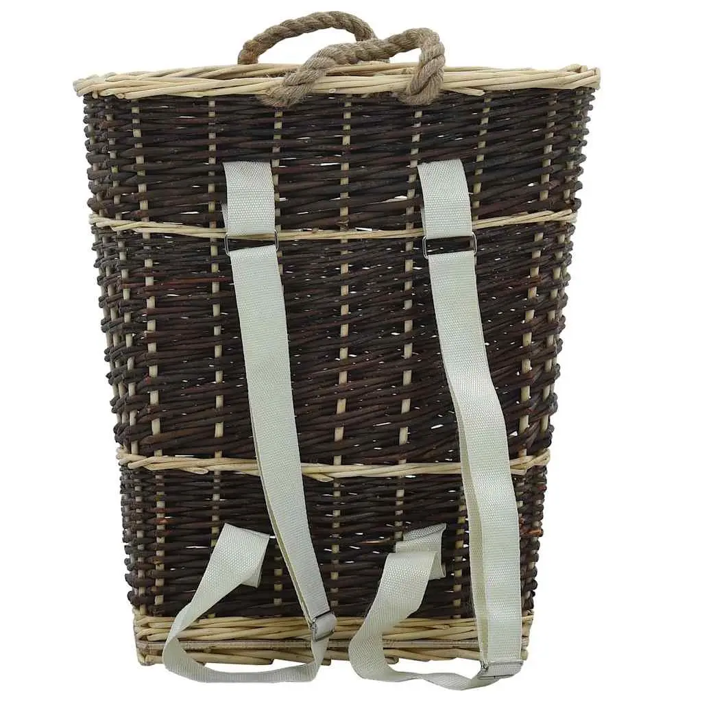 Firewood Backpack Carrier Natural Willow Log Storage 44.5 x 37 x 50 cm