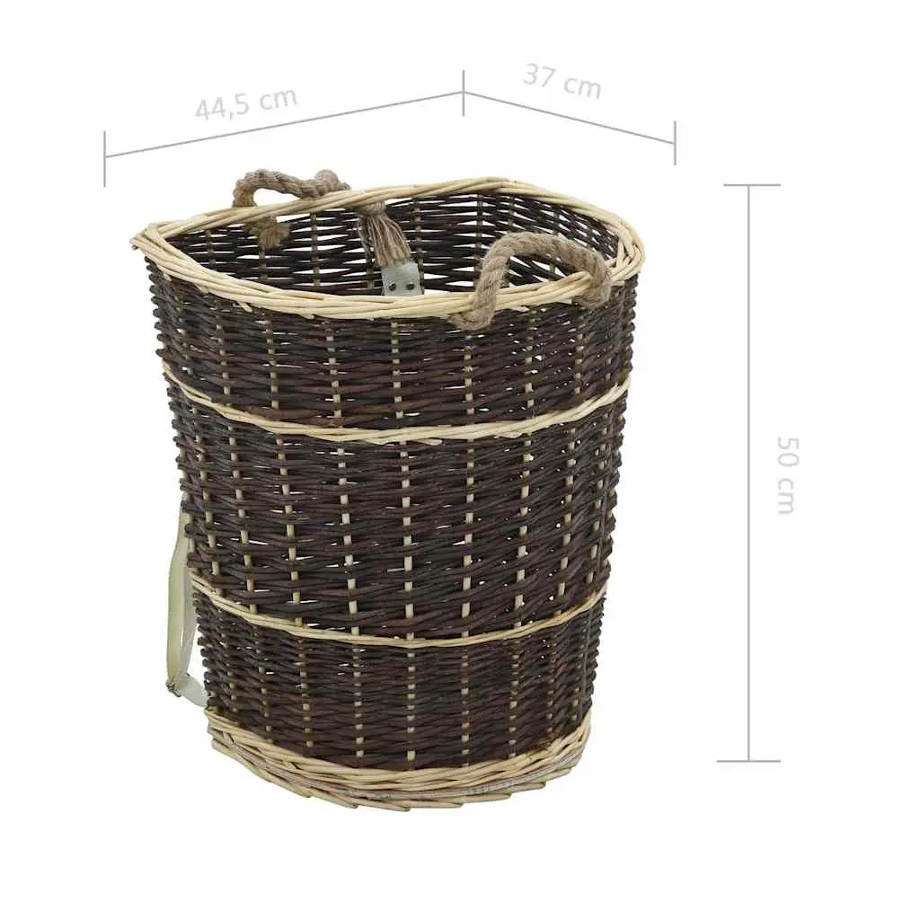 Firewood Backpack Carrier Natural Willow Log Storage 44.5 x 37 x 50 cm