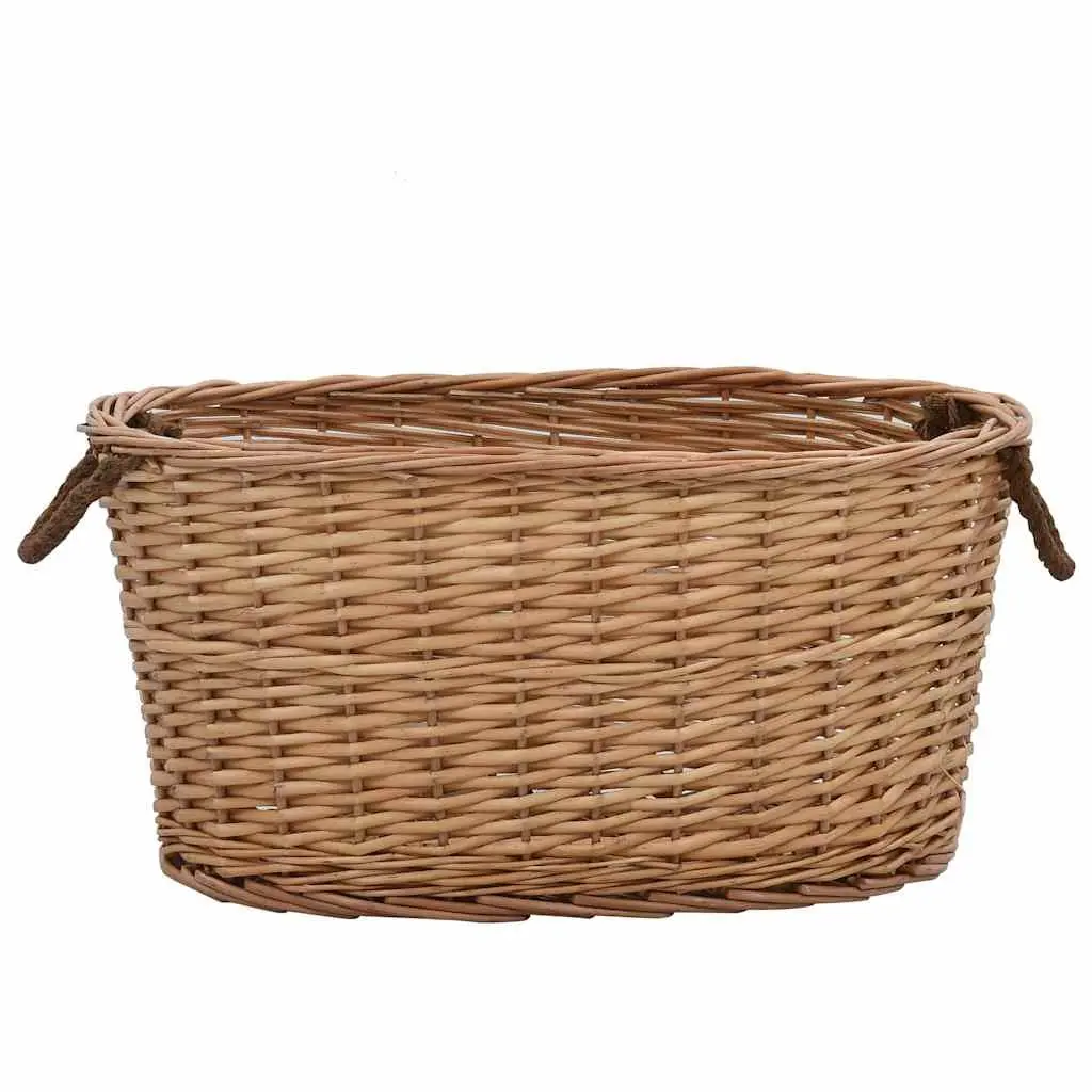 Firewood Basket Rustic Willow Storage Log Carrier with Carrying Handles 56 x 40 x 28 cm