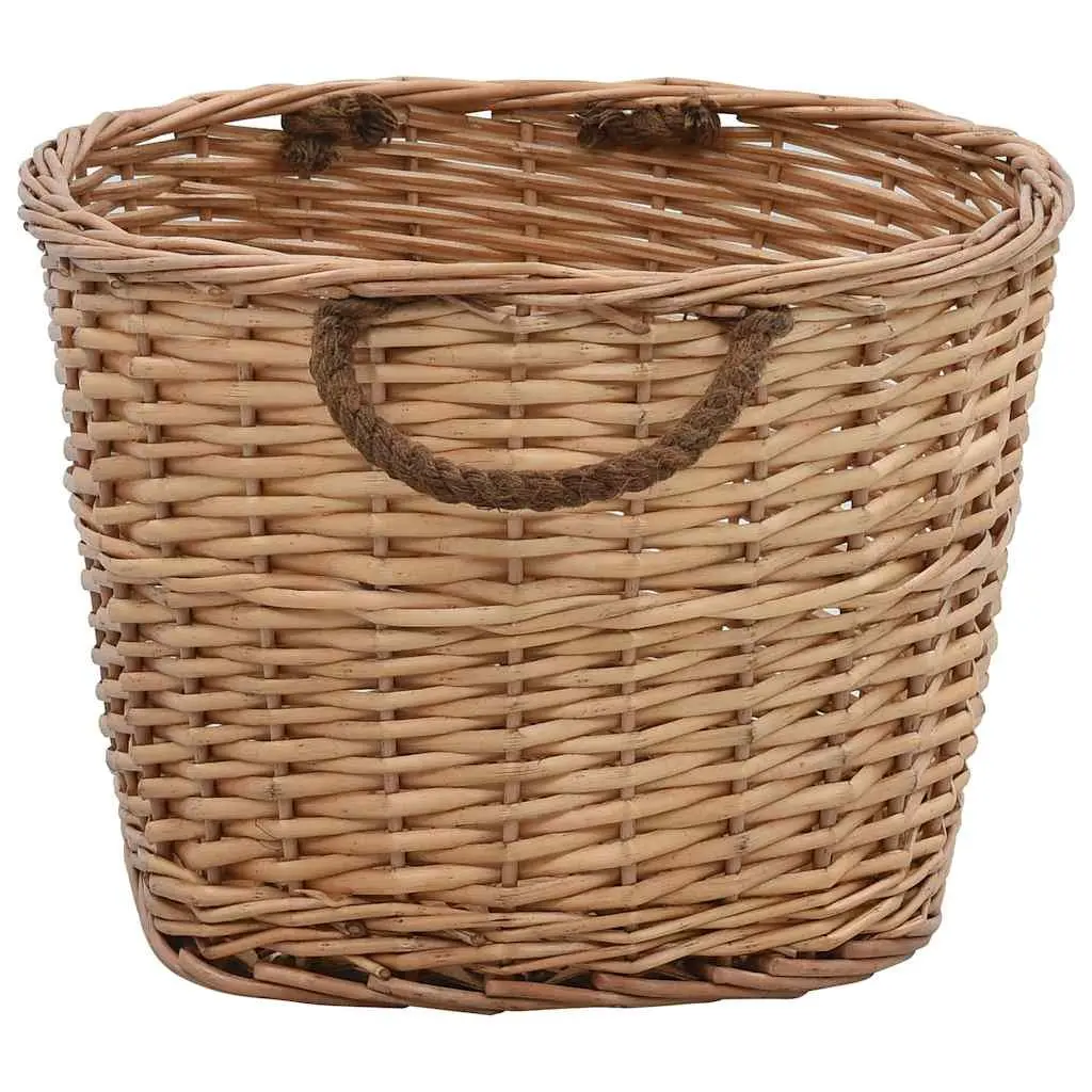 Firewood Basket Rustic Willow Storage Log Carrier with Carrying Handles 56 x 40 x 28 cm