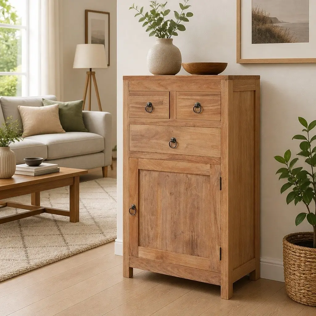 Solid Teak Wood Sideboard Cabinet