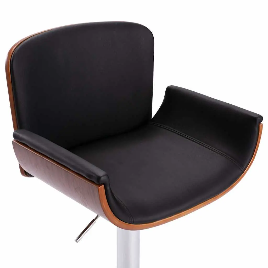 Bar Stool Black Faux Leather Padded Seat Gas Lift Height Adjustable Footrest