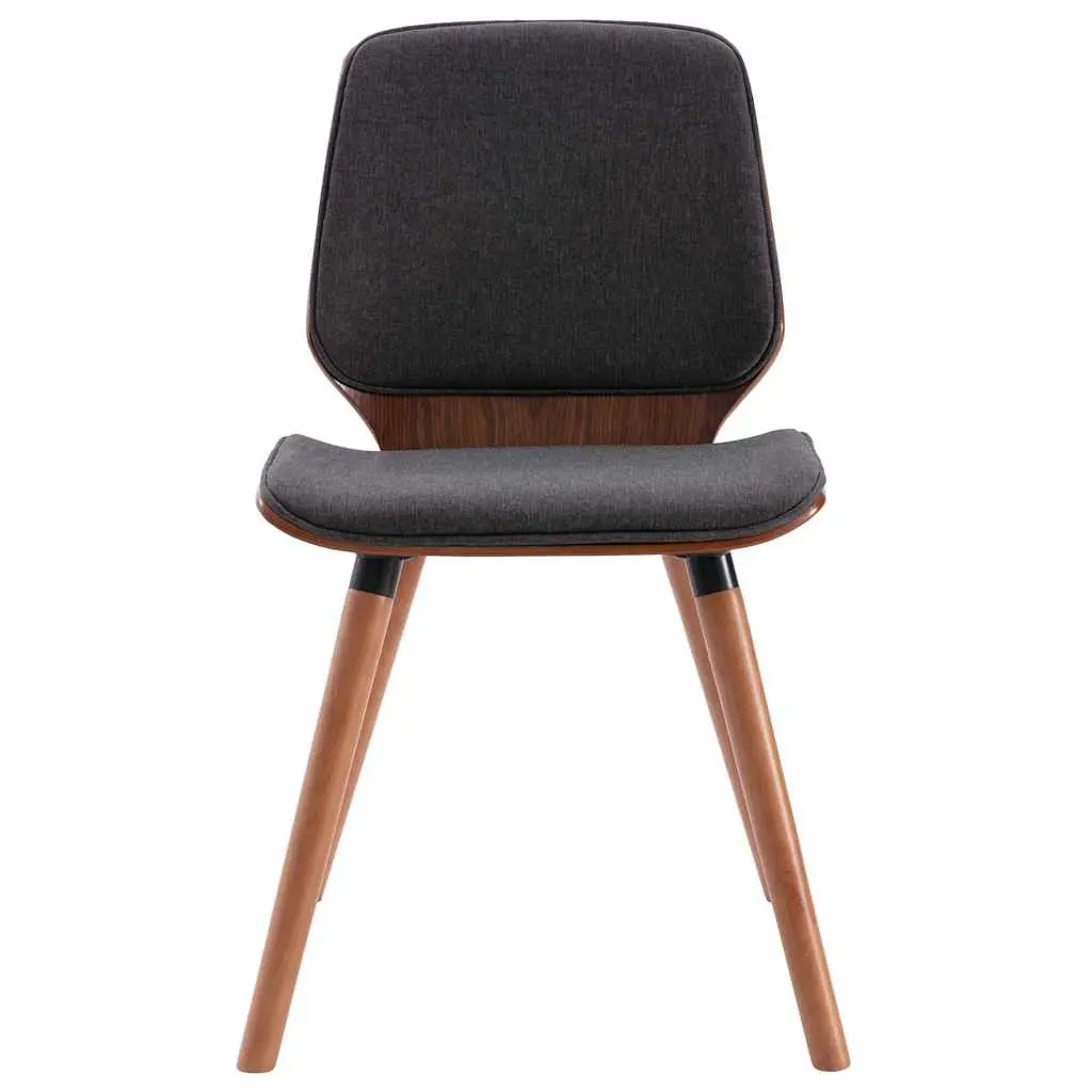 Dining Chairs Set Grey Fabric Upholstered Wood Frame