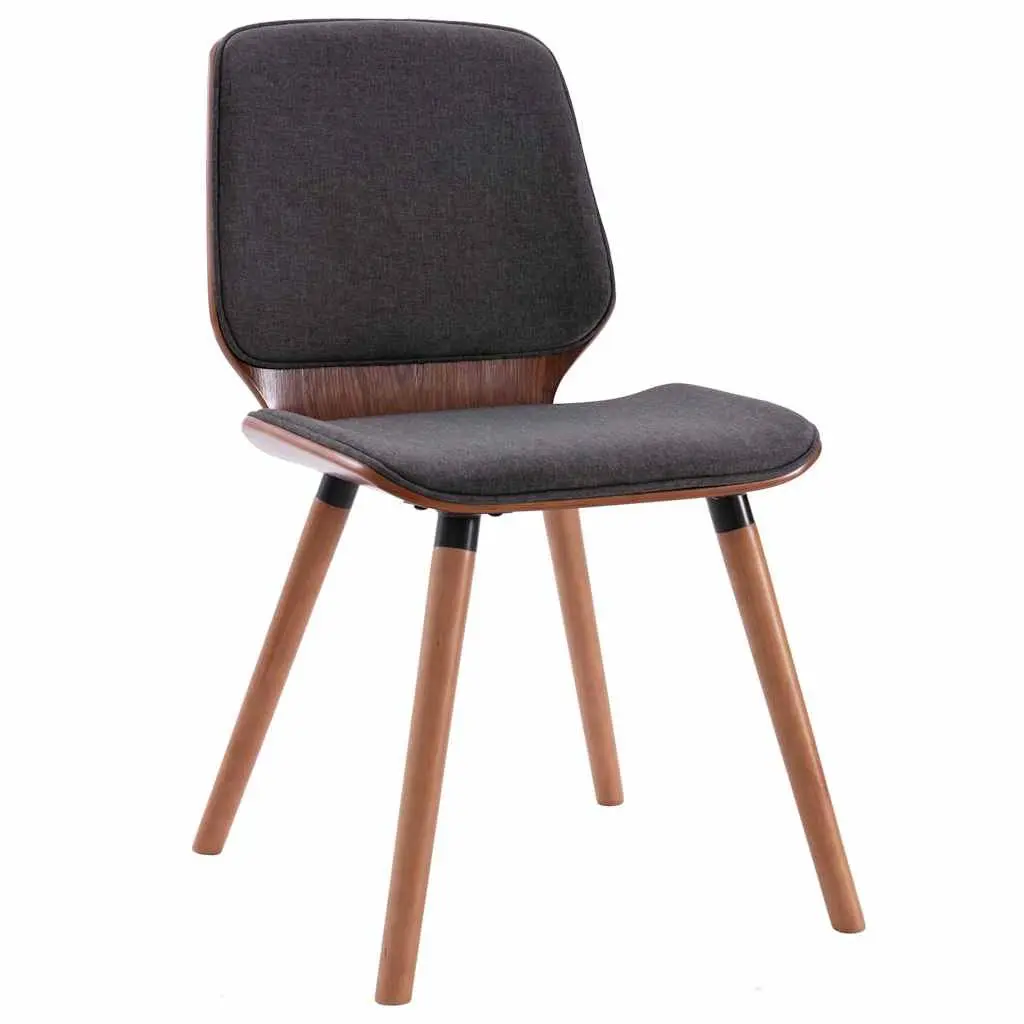 Dining Chairs Set Grey Fabric Upholstered Wood Frame