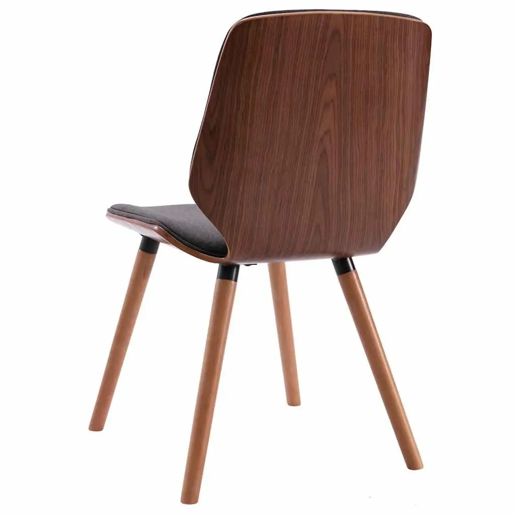 Dining Chairs Set Grey Fabric Upholstered Wood Frame