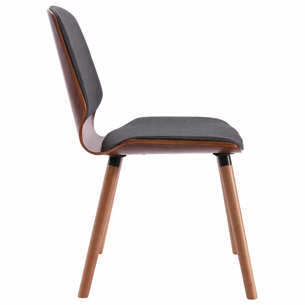 Dining Chairs Set Grey Fabric Upholstered Wood Frame