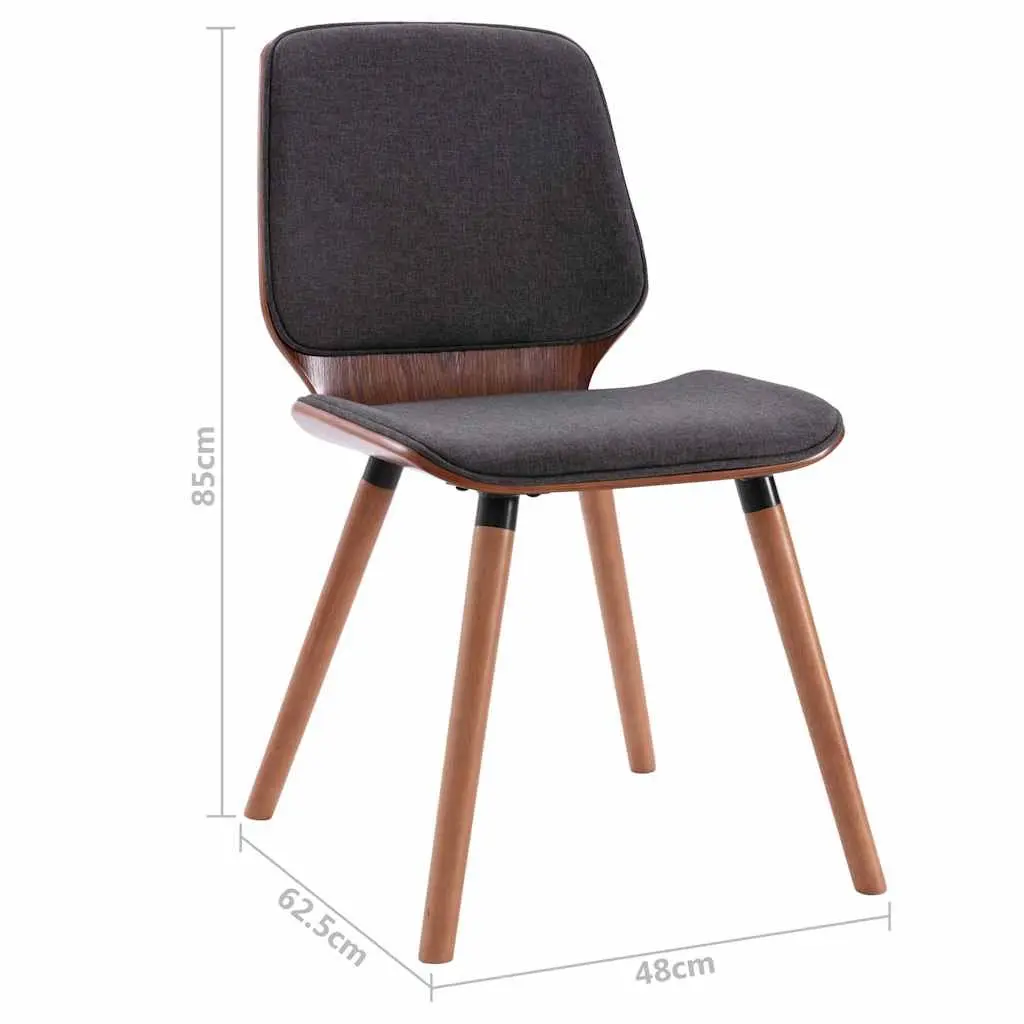 Dining Chairs Set Grey Fabric Upholstered Wood Frame