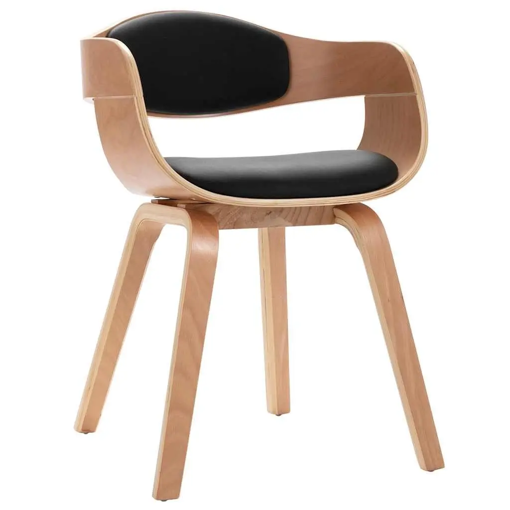 Dining Chairs Set of 2 Bent Wood Frame Faux Leather Seat