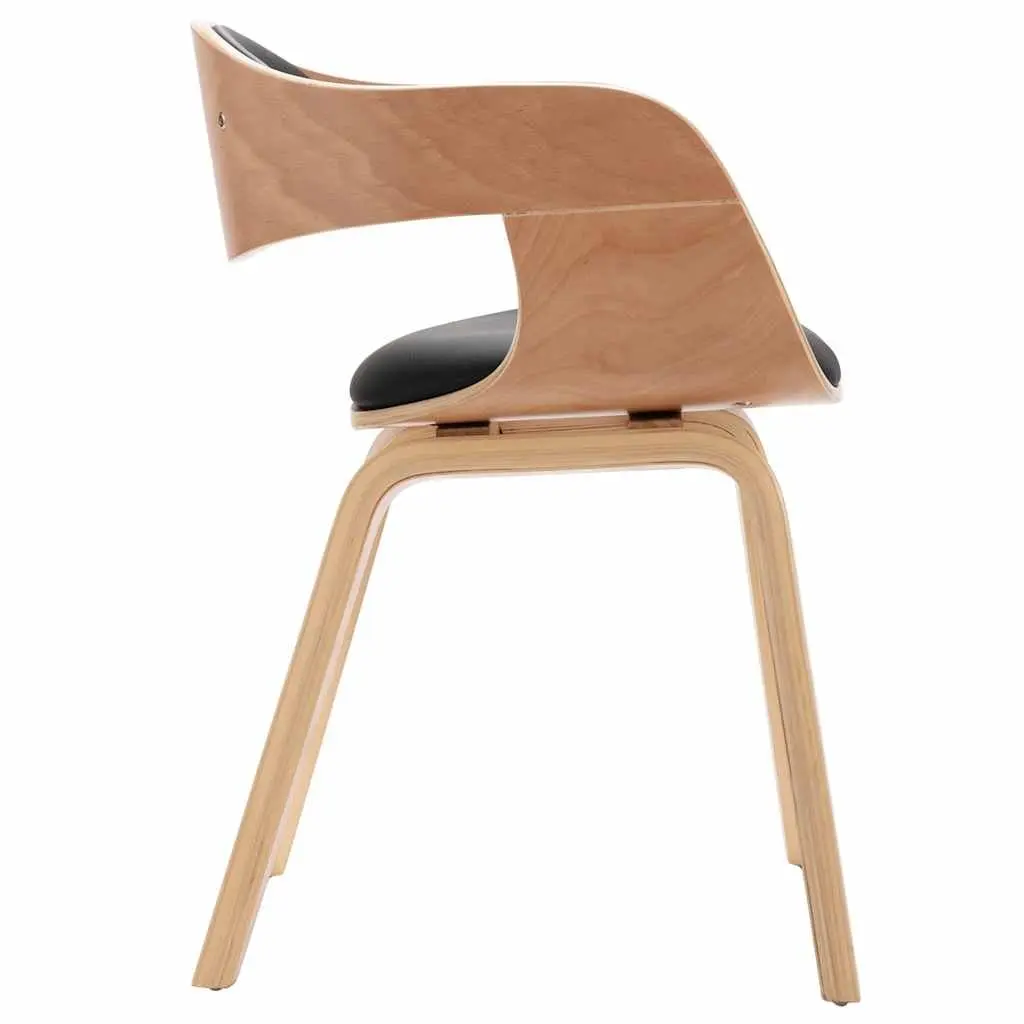 Dining Chairs Set of 2 Bent Wood Frame Faux Leather Seat