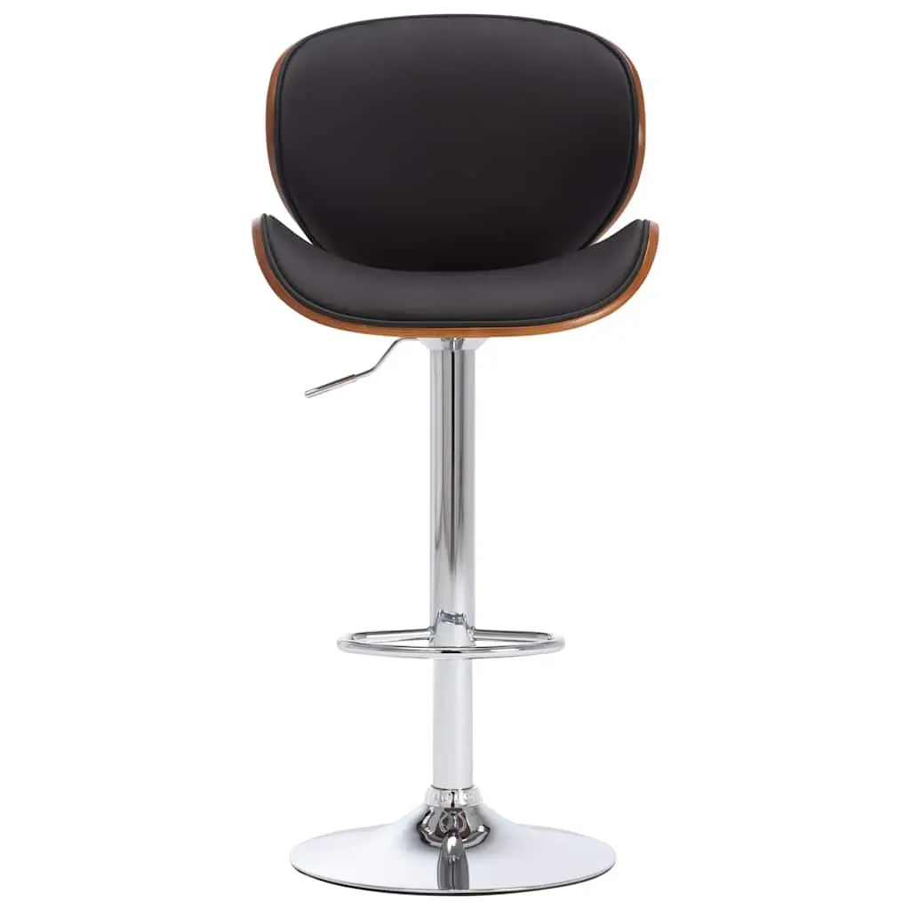 Bar Stool Black Faux Leather Seat Gas Lift Adjustable Height with Footrest