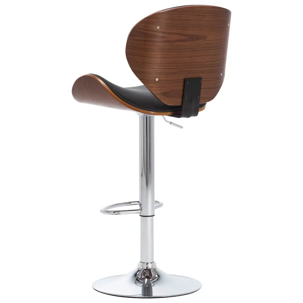 Bar Stool Black Faux Leather Seat Gas Lift Adjustable Height with Footrest