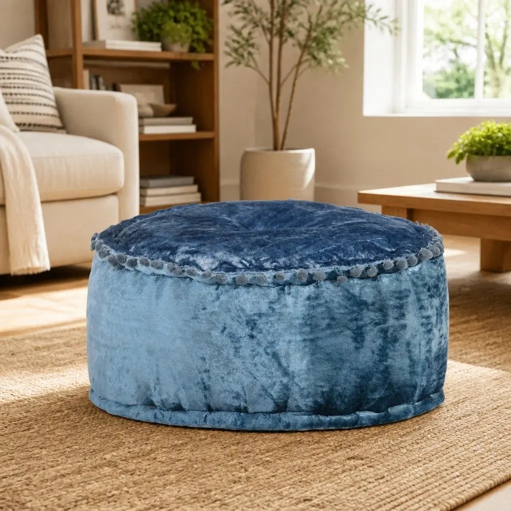 Round Velvet Pouffe Footrest Ottoman 40x20cm