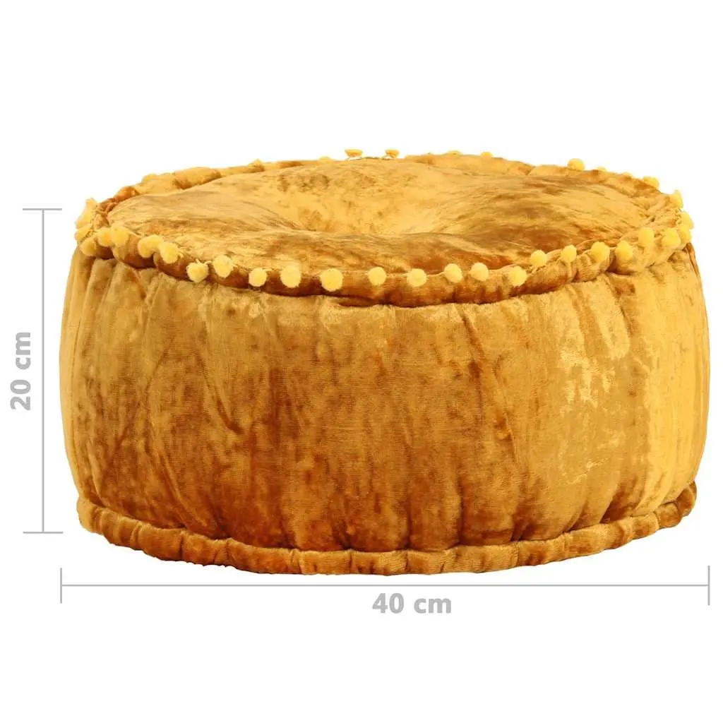 Round Velvet Pouffe Ottoman Footrest Seat Home Decor 40x20cm Mustard Yellow