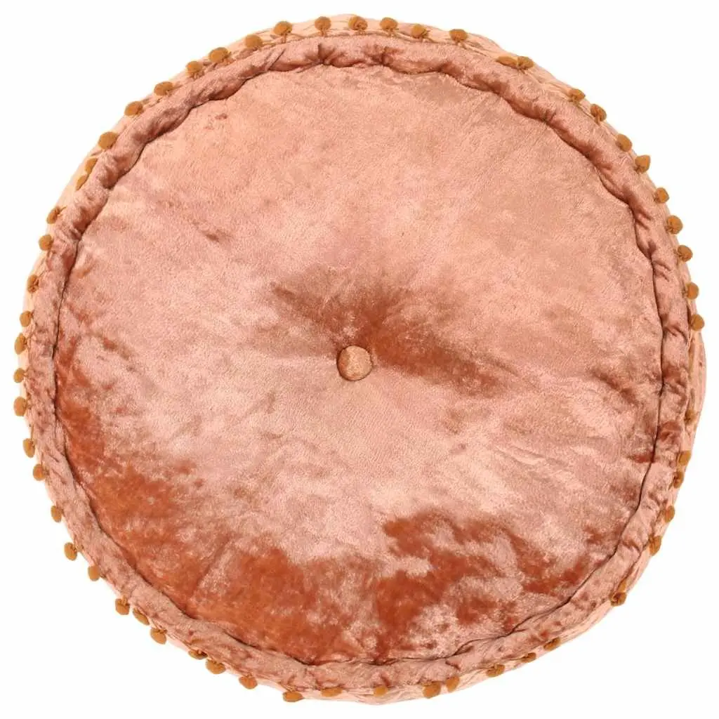 Round Velvet Pouffe Ottoman 40cm Beige