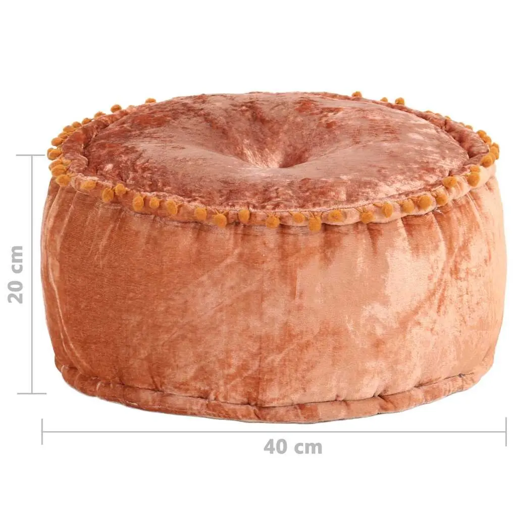 Round Velvet Pouffe Ottoman 40cm Beige