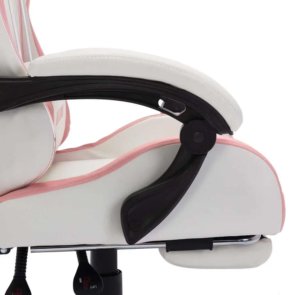 Racing Chair Gaming Office Desk Seat Pink RGB LED Lights Reclining Footrest