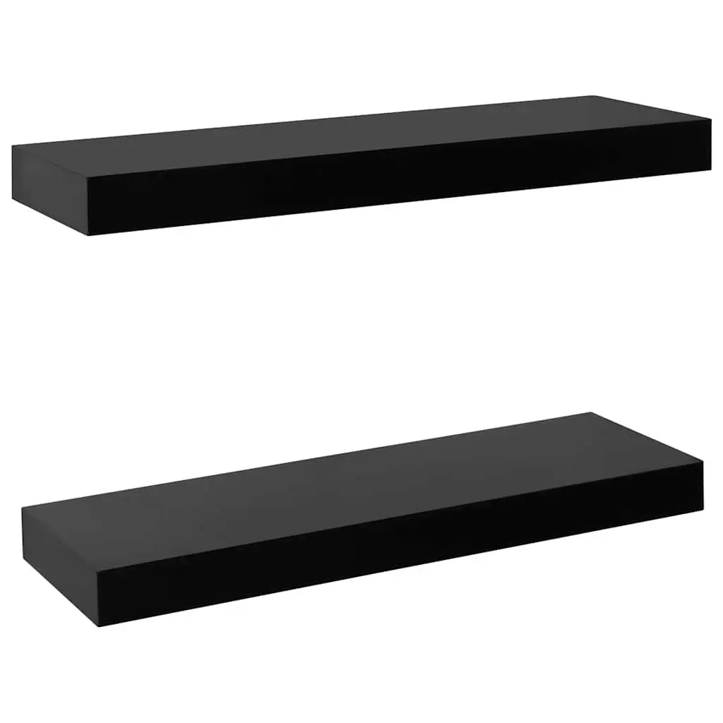 Floating Wall Shelves Black Display Storage 40x20cm Home Decor Organizer Set 2pc
