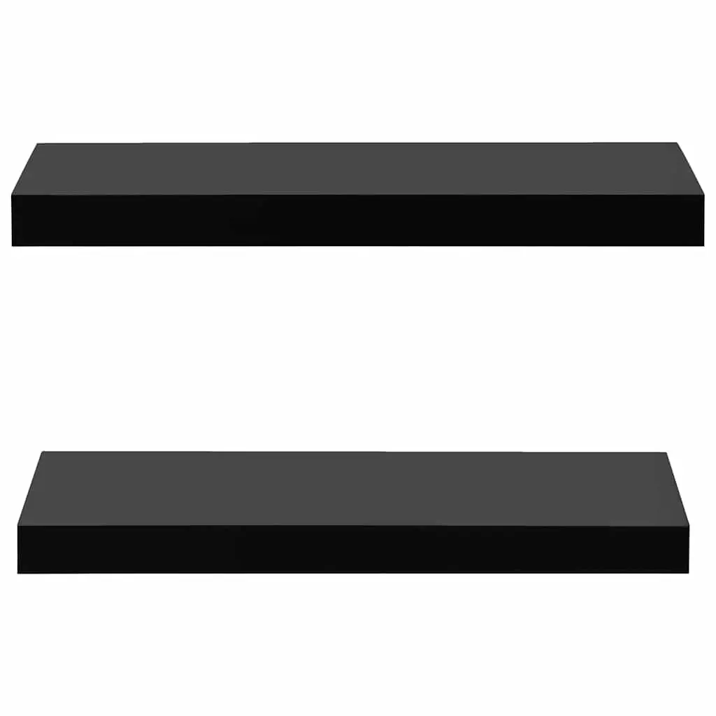 Floating Wall Shelves Black Display Storage 40x20cm Home Decor Organizer Set 2pc