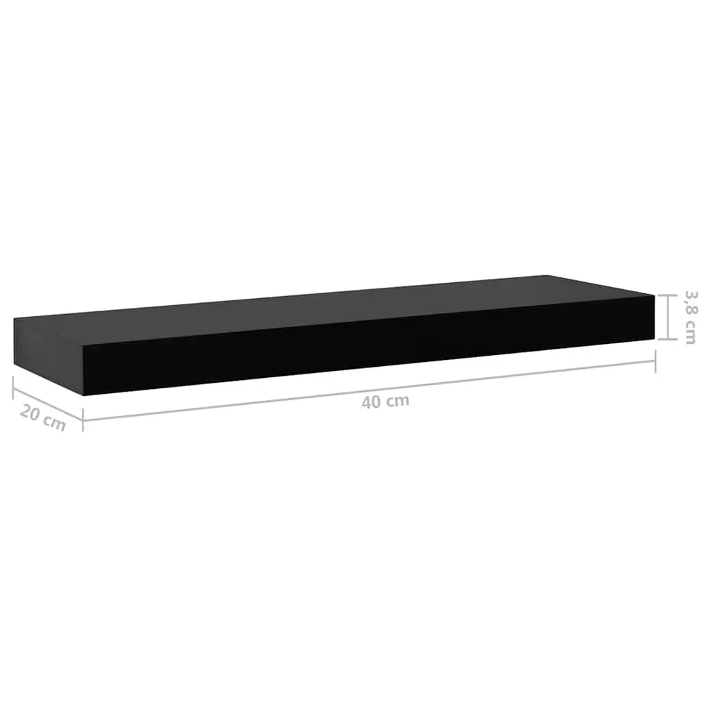 Floating Wall Shelves Black Display Storage 40x20cm Home Decor Organizer Set 2pc