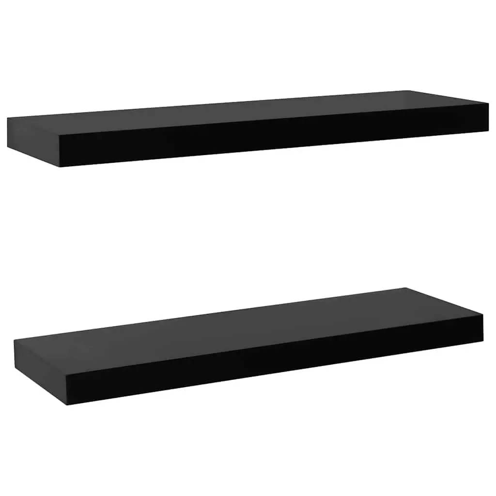 Floating Wall Shelves Black 2 Piece Display Storage Home Decor Organiser