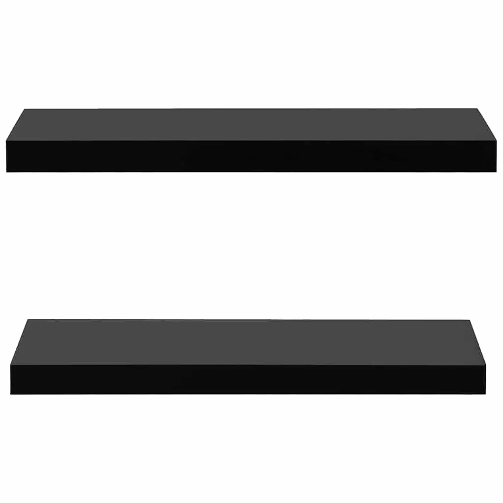 Floating Wall Shelves Black 2 Piece Display Storage Home Decor Organiser