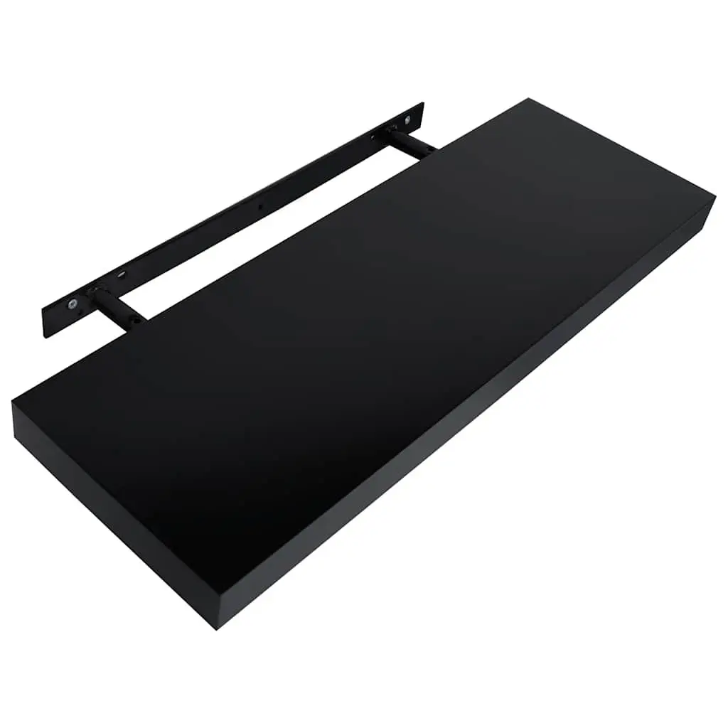 Floating Wall Shelves Black 2 Piece Display Storage Home Decor Organiser