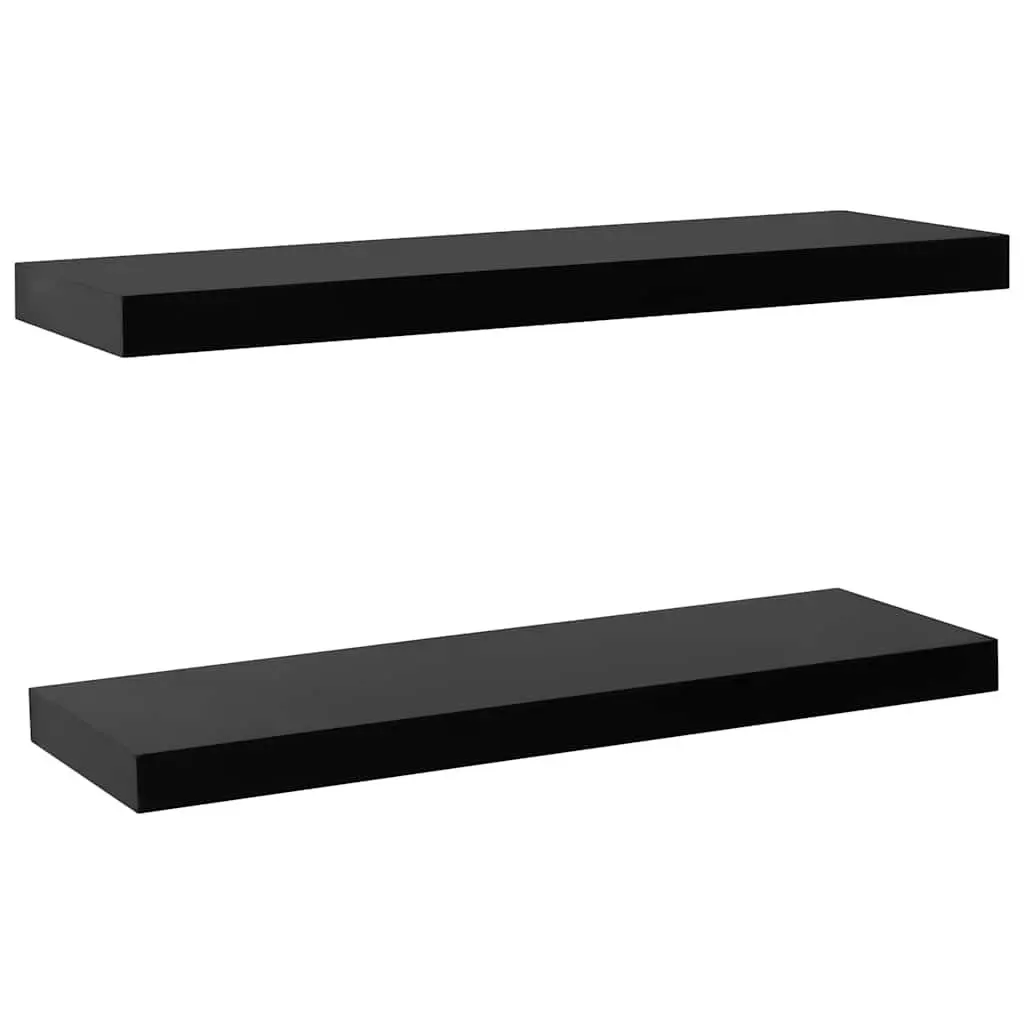 Floating Wall Shelves Black 2 Pieces 80 x 20 x 3.8 cm Display Ledges Storage Home Decor