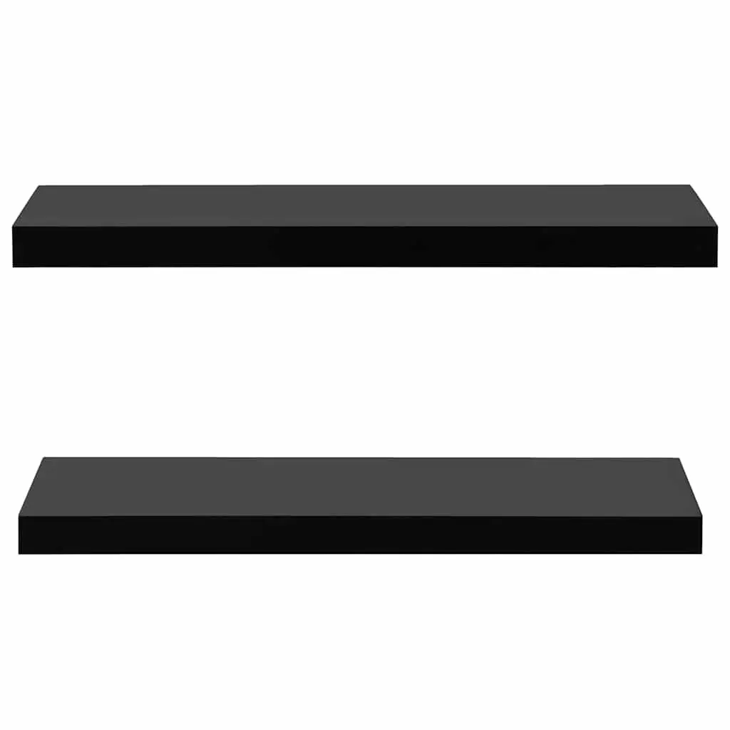 Floating Wall Shelves Black 2 Pieces 80 x 20 x 3.8 cm Display Ledges Storage Home Decor