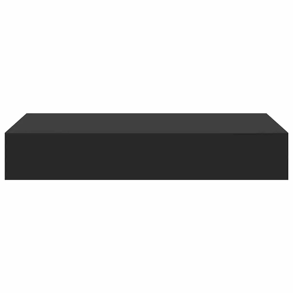 Floating Wall Shelf with Drawer Black 48x25x8 cm