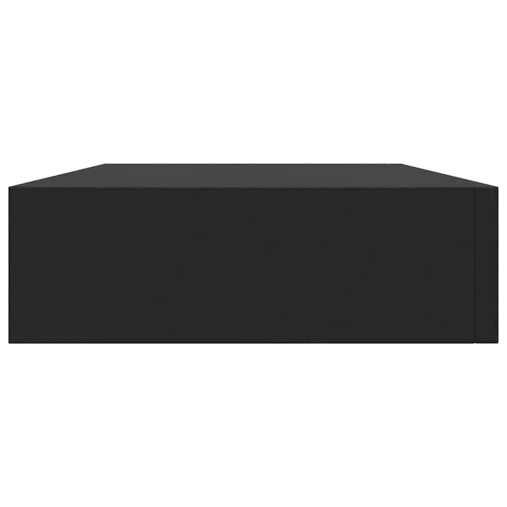 Floating Wall Shelf with Drawer Black 48x25x8 cm