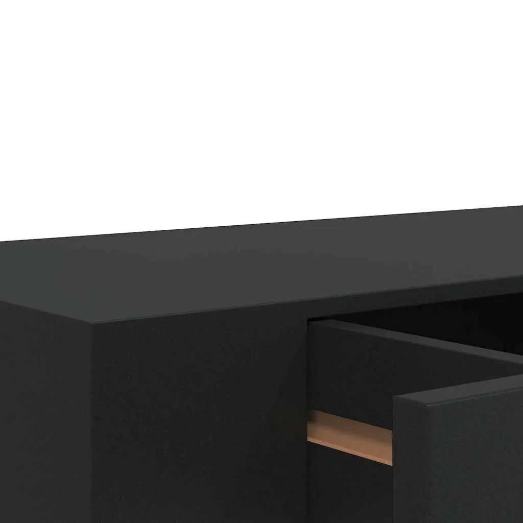 Floating Wall Shelf with Drawer Black 48x25x8 cm