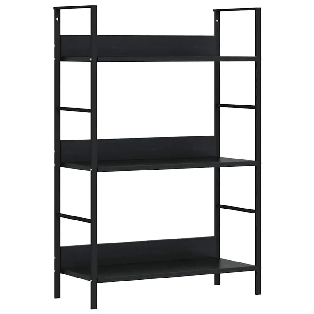 3-Layer Book Shelf Storage Cabinet Engineered Wood Black 60x27.6x90.5cm Standing