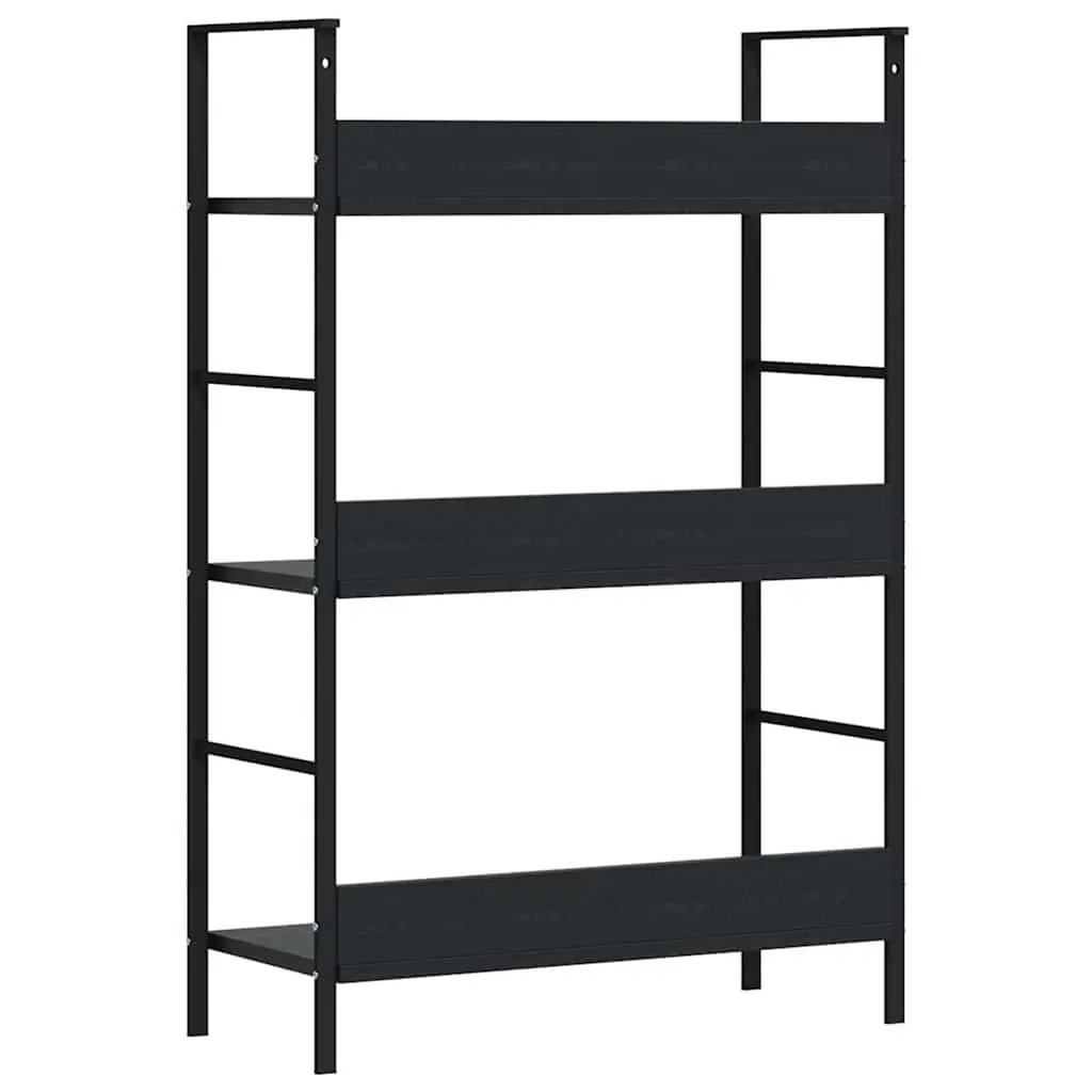 3-Layer Book Shelf Storage Cabinet Engineered Wood Black 60x27.6x90.5cm Standing