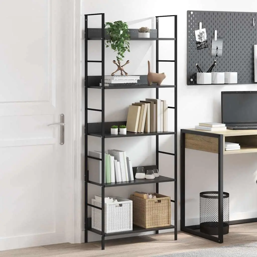 5-Layer Bookshelf Black Standing Cabinet Storage Display Rack