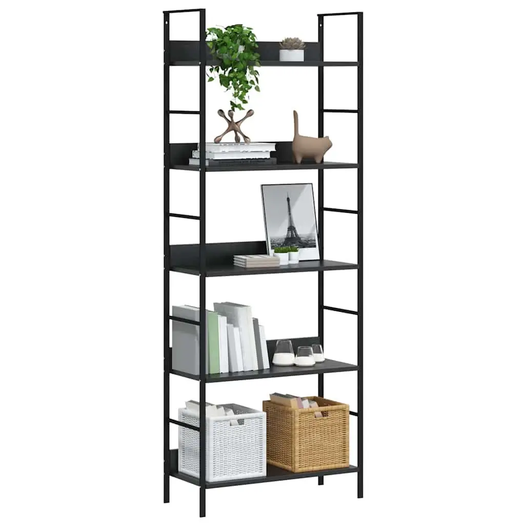 5-Layer Bookshelf Black Standing Cabinet Storage Display Rack