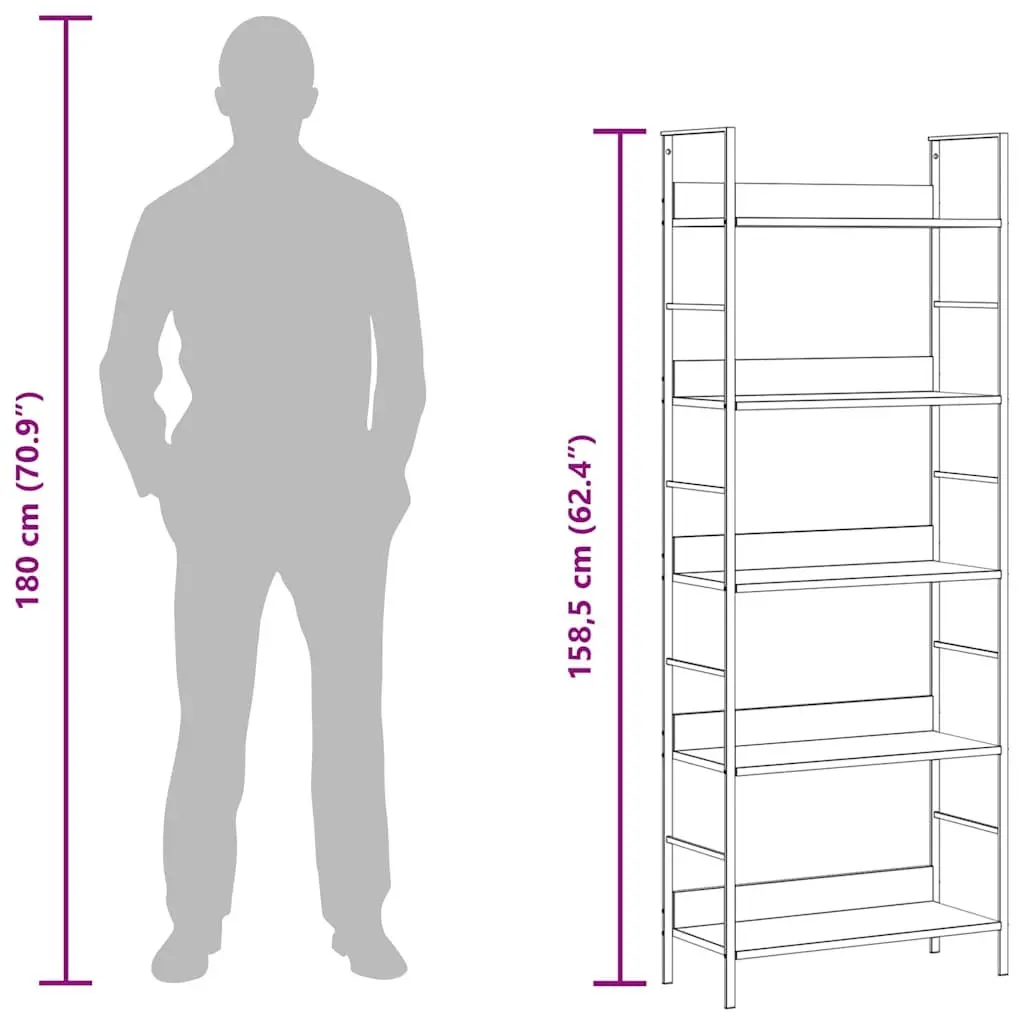 5-Layer Bookshelf Black Standing Cabinet Storage Display Rack