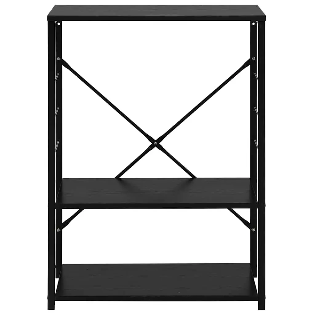 Kitchen Organiser 3-Tier Black Storage Cabinet with Side Hooks 60x39.6x79.5cm