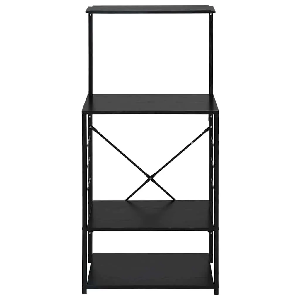 4 Tier Kitchen Storage Cabinet Shelf Organiser Black Engineered Wood Suitable for Microwaves and Kitchen Essentials