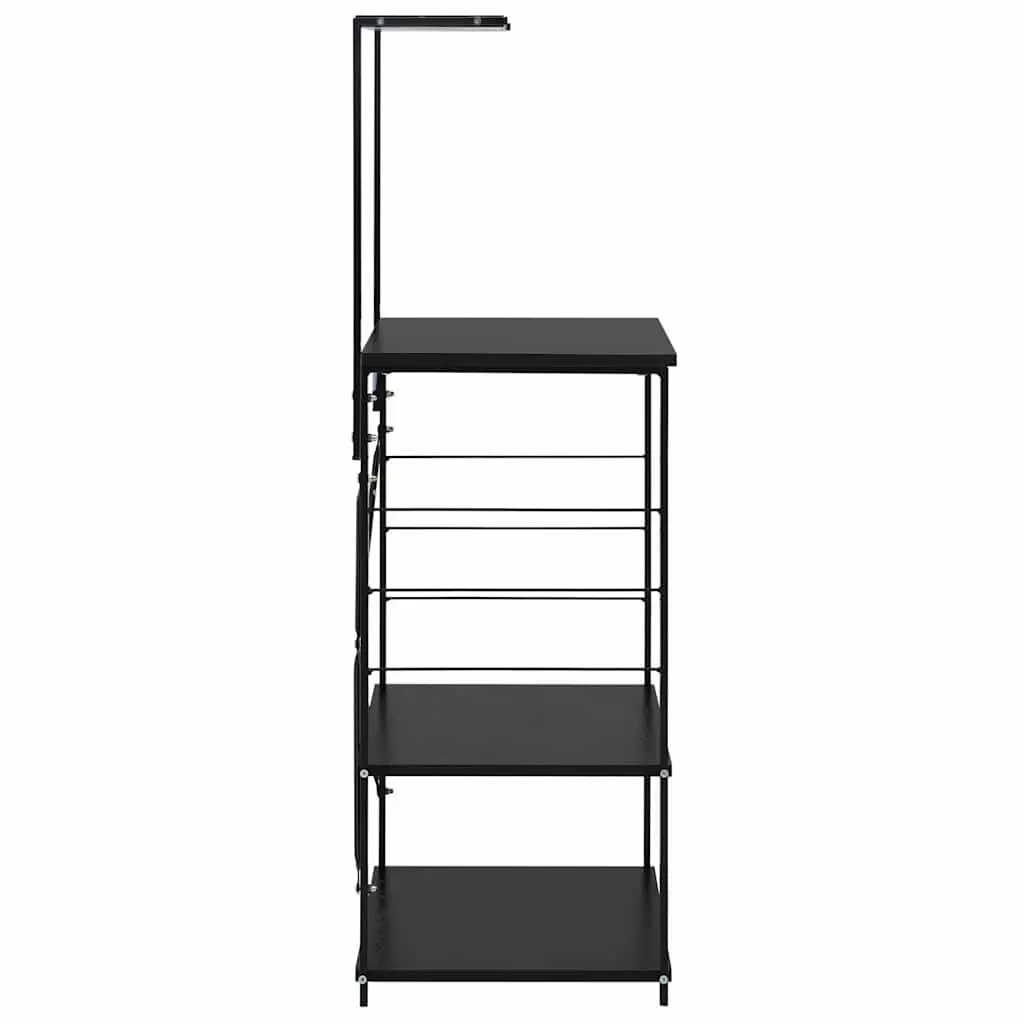 4 Tier Kitchen Storage Cabinet Shelf Organiser Black Engineered Wood Suitable for Microwaves and Kitchen Essentials