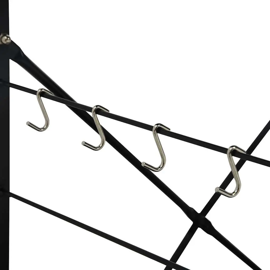4 Tier Kitchen Storage Cabinet Shelf Organiser Black Engineered Wood Suitable for Microwaves and Kitchen Essentials