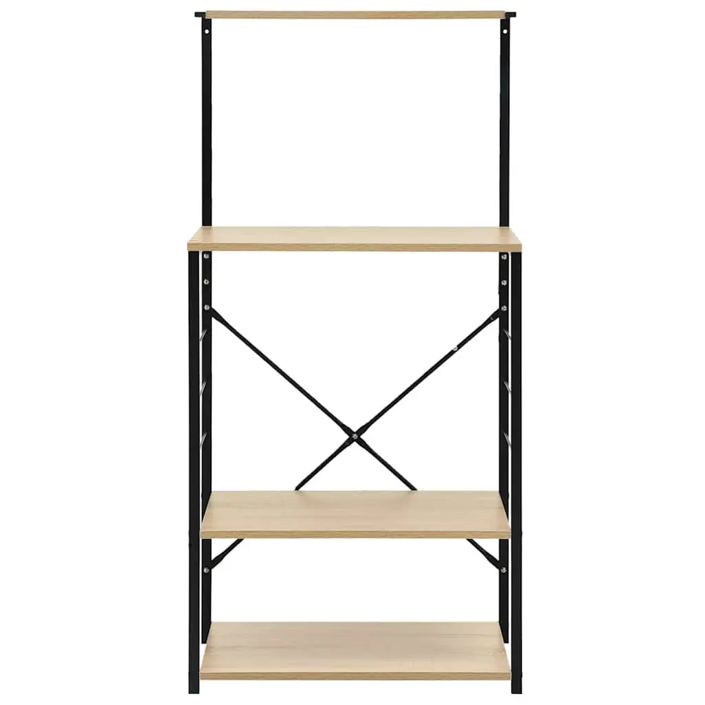 Microwave Cabinet 4-Tier Kitchen Shelf Storage Organiser Black Oak 60x39.6x123cm